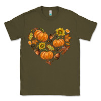 Army Green Fall Heart Classic Tee - texasbilliewilder