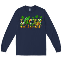 Navy Lucky and i gnome it St. Patrick's Day Long Sleeve Tee - CowGirlArtShop