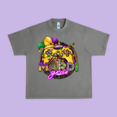Mardi Gras Gamer Urban Heavy Tee Designed By Cowgirlartshop