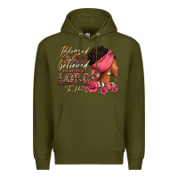 Army Green Blessed is she who has believed afro woman Premium Hoodie - RanaPortraitStore