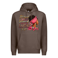 Coffee Blessed is she who has believed afro woman Premium Hoodie - RanaPortraitStore