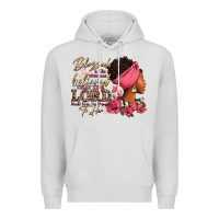 Dove Grey Blessed is she who has believed afro woman Premium Hoodie - RanaPortraitStore