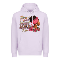 Lilac Blessed is she who has believed afro woman Premium Hoodie - RanaPortraitStore