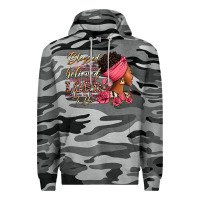Slate Camo Blessed is she who has believed afro woman Premium Hoodie - RanaPortraitStore