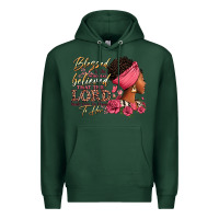 Sports Green Blessed is she who has believed afro woman Premium Hoodie - RanaPortraitStore