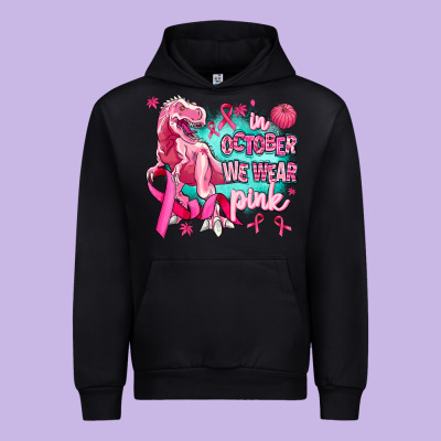 Dinosaur  In October We Wear Pink Urban Hoodie Designed By Adodesignshop