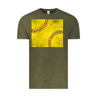 Vintage Olive distressed softball pattern Vintage Tee - TumblerDesignByShophia
