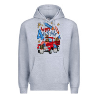 Heather Grey 4th of july truck  1 Premium Hoodie - BundleAndBundleShop