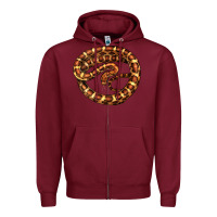 Burgundy Corn Snake Illustrations Zipper Hoodie - LillyAllenDesigns