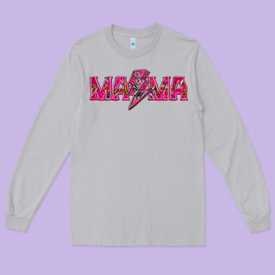 Mama Neon Lightning Bolt Mother's Day Long Sleeve Tee Designed By Howdyjamesfarm