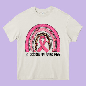 In October We Wear Pink Rainbow Heavy Core Tee Designed By Jahusdesignshop