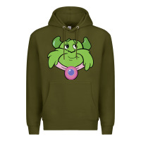 Army Green Candy Land Halloween Plumpy Big Face Premium Hoodie - trangStudio