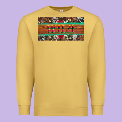 Western Wild And Floral Leopard  Cowhide Licanse Plate Premium Sweatshirt Designed By Artiststas