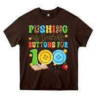 Chocolate Brown pushing my teacher's buttons for 100 days Heavy Core Tee - Artiststas