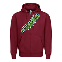 Burgundy Papilio Machaon Caterpillar Zipper Hoodie - LillyAllenDesigns