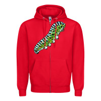 Red Papilio Machaon Caterpillar Zipper Hoodie - LillyAllenDesigns