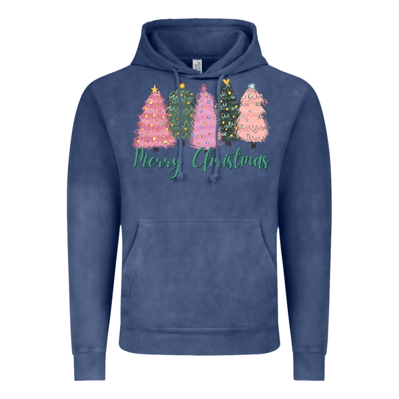 Merry Christmas Trees Vintage Hoodie by CowGirlArtShop | Teevron