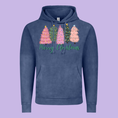 Merry Christmas Trees Vintage Hoodie Designed By Cowgirlartshop
