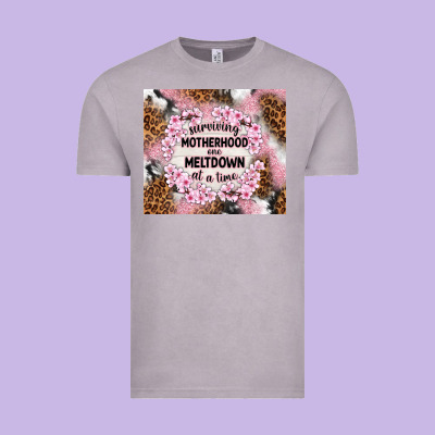 Surviving Motherhood One Meltdown At The Time Vintage Tee Designed By Tumblerdesignbyshophia