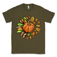 Army Green Fall Sunflower with Pumpkin Classic Tee - texasbilliewilder