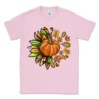 Bubblegum Pink Fall Sunflower with Pumpkin Classic Tee - texasbilliewilder