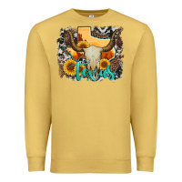 Antique Gold western texas  and cowhide with sunflower Premium Sweatshirt - Artiststas