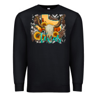 Black western texas  and cowhide with sunflower Premium Sweatshirt - Artiststas