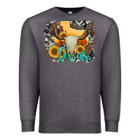 Charcoal Heather western texas  and cowhide with sunflower Premium Sweatshirt - Artiststas