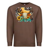 Chestnut western texas  and cowhide with sunflower Premium Sweatshirt - Artiststas