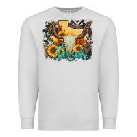 Dove Grey western texas  and cowhide with sunflower Premium Sweatshirt - Artiststas