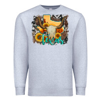 Heather Grey western texas  and cowhide with sunflower Premium Sweatshirt - Artiststas