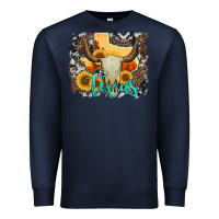 Navy western texas  and cowhide with sunflower Premium Sweatshirt - Artiststas