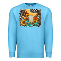 Ocean Blue western texas  and cowhide with sunflower Premium Sweatshirt - Artiststas