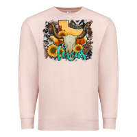 Pale Pink western texas  and cowhide with sunflower Premium Sweatshirt - Artiststas