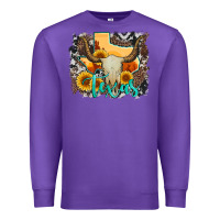 Purple western texas  and cowhide with sunflower Premium Sweatshirt - Artiststas