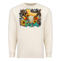 Sandshell western texas  and cowhide with sunflower Premium Sweatshirt - Artiststas