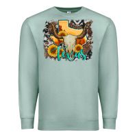 Seafoam western texas  and cowhide with sunflower Premium Sweatshirt - Artiststas