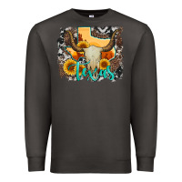 Smoke western texas  and cowhide with sunflower Premium Sweatshirt - Artiststas