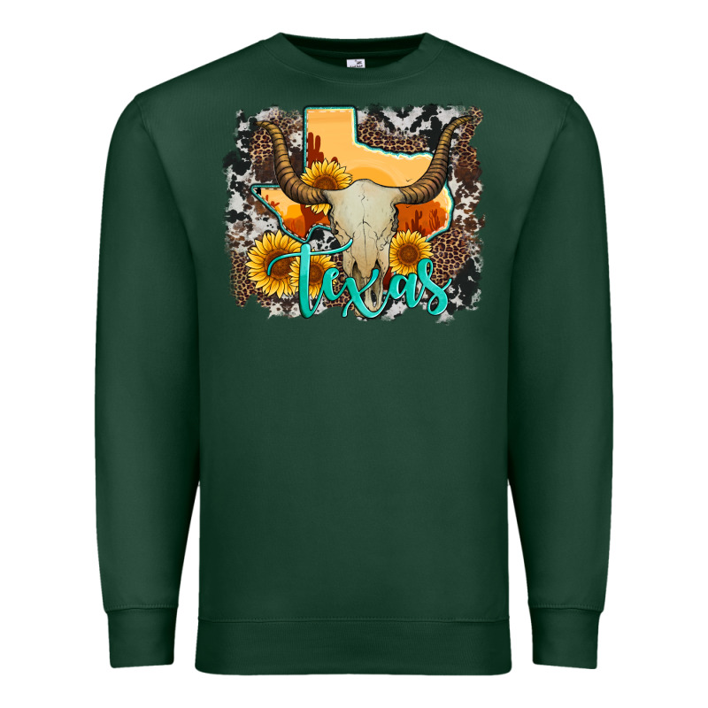 Western Texas  And Cowhide With Sunflower Premium Sweatshirt by Artiststas | Teevron