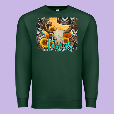 Western Texas  And Cowhide With Sunflower Premium Sweatshirt Designed By Artiststas