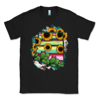 Black Arizona Map Sunflower Cactus Serape Classic Tee - RanaPortraitStore