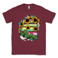 Burgundy Arizona Map Sunflower Cactus Serape Classic Tee - RanaPortraitStore
