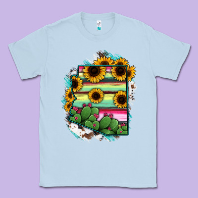 Arizona Map Sunflower Cactus Serape Classic Tee Designed By Ranaportraitstore