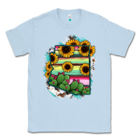 Dusty Blue Arizona Map Sunflower Cactus Serape Classic Tee - RanaPortraitStore