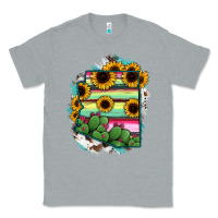 Heather Grey Arizona Map Sunflower Cactus Serape Classic Tee - RanaPortraitStore
