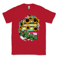 Red Arizona Map Sunflower Cactus Serape Classic Tee - RanaPortraitStore