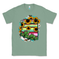 Sage Arizona Map Sunflower Cactus Serape Classic Tee - RanaPortraitStore
