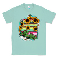 Seafoam Arizona Map Sunflower Cactus Serape Classic Tee - RanaPortraitStore