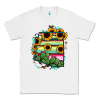White Arizona Map Sunflower Cactus Serape Classic Tee - RanaPortraitStore