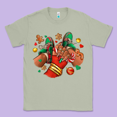 Christmas Black Girl Sneakers Classic Tee Designed By Ranaportraitstore